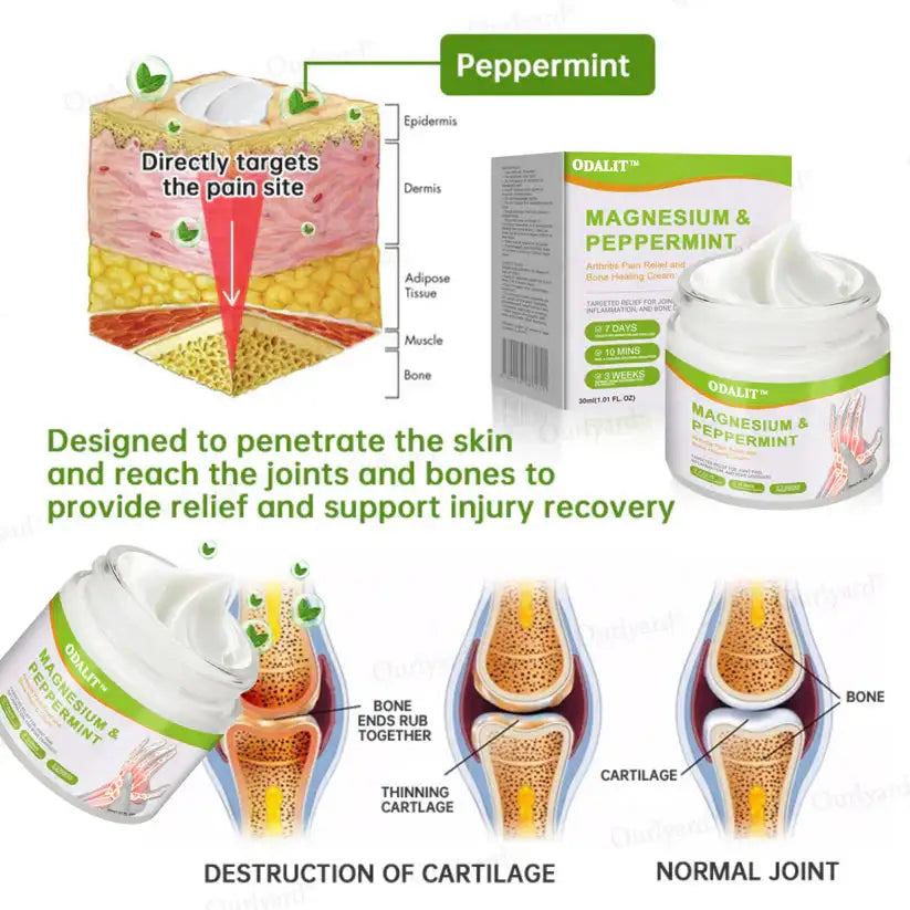 ODALIT™ Magnesium & Peppermint Arthritis Pain Relief and Bone Healing Cream (BUY 1 GET 1 FREE)
